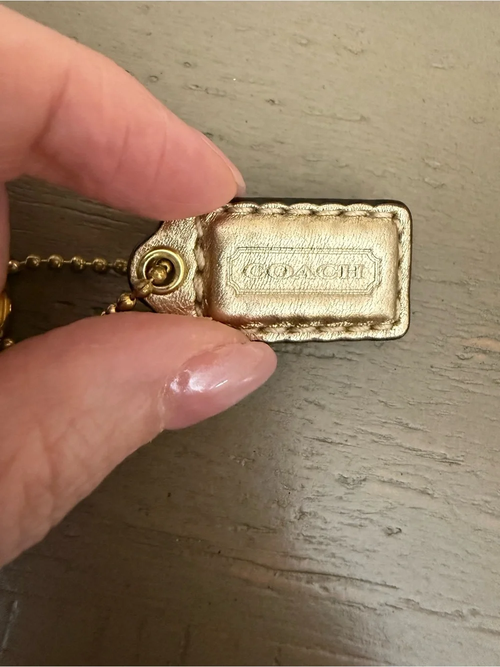 Coach Mini Metallic Gold Leather Hangtag